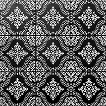 Kravet Elowynn Flora Midnight Black 8x8 Matte Porcelain Tile