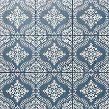 Kravet Elowynn Flora Marina Blue 8x8 Matte Porcelain Tile