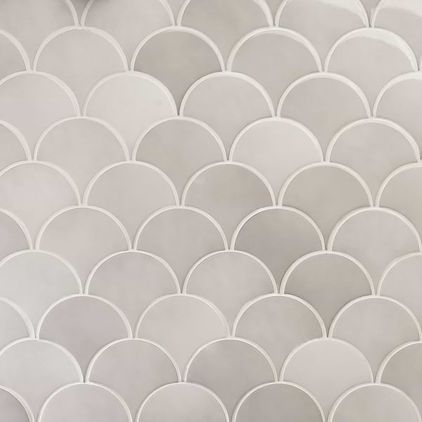 Highwater Mist 5" Fish Scale Polished Ceramic Wall Tile