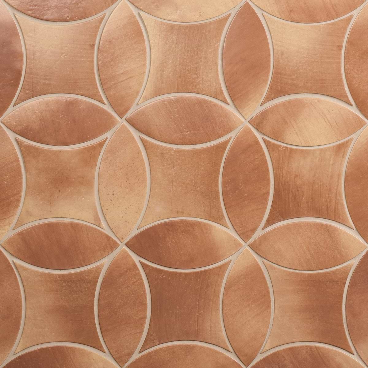 Raval Kite Canyon Terracotta 6.5x6.5 and 3x8 Petal Matte Porcelain Tile