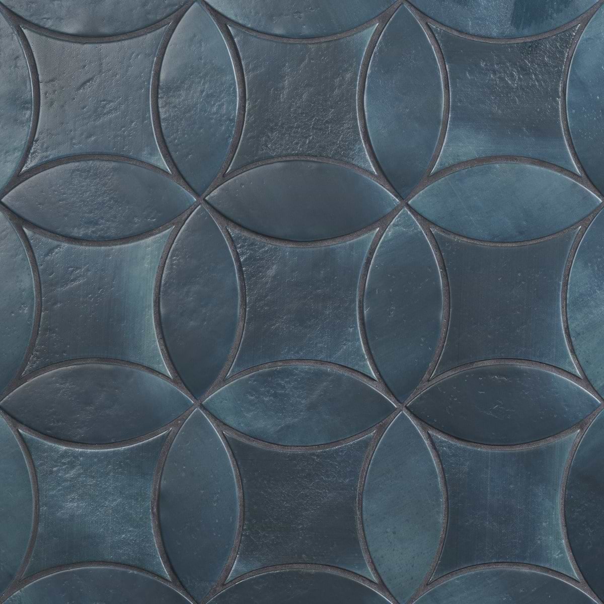 Raval Kite Denim Blue 6.5x6.5 and 3x8 Petal Matte Porcelain Tile