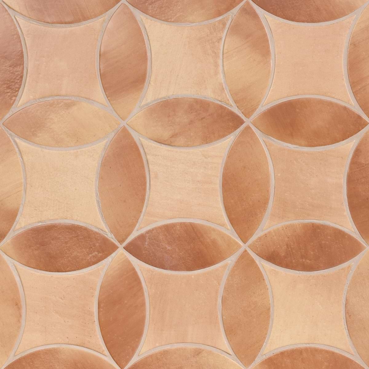 Raval Canyon Terracotta 3x8 Petal and Peach Terracotta 6x6 Kite Matte Porcelain Tile