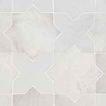 Parma White Matte Star and White Matte Cross 6" Terracotta Look Porcelain Tile