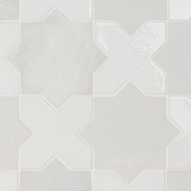 Parma White Matte Star and White Polished Cross 6" Terracotta Look Porcelain Tile