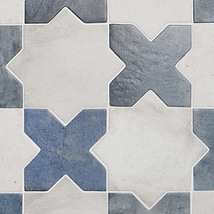 Parma White Matte Star and Denim Blue Matte Cross 6" Terracotta Look Porcelain Tile
