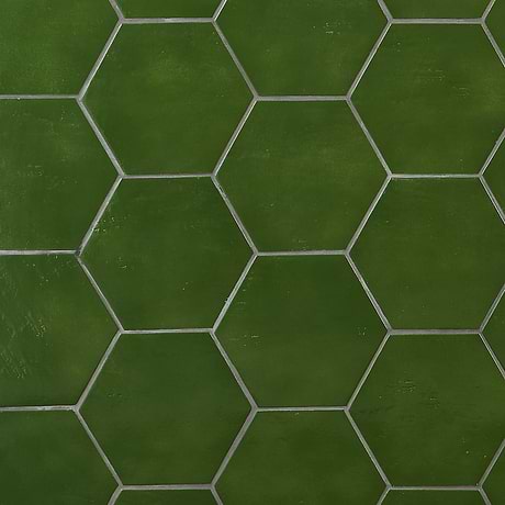 Sample-Cavallo Monaco Green 7" Hexagon Glossy Porcelain Tile
