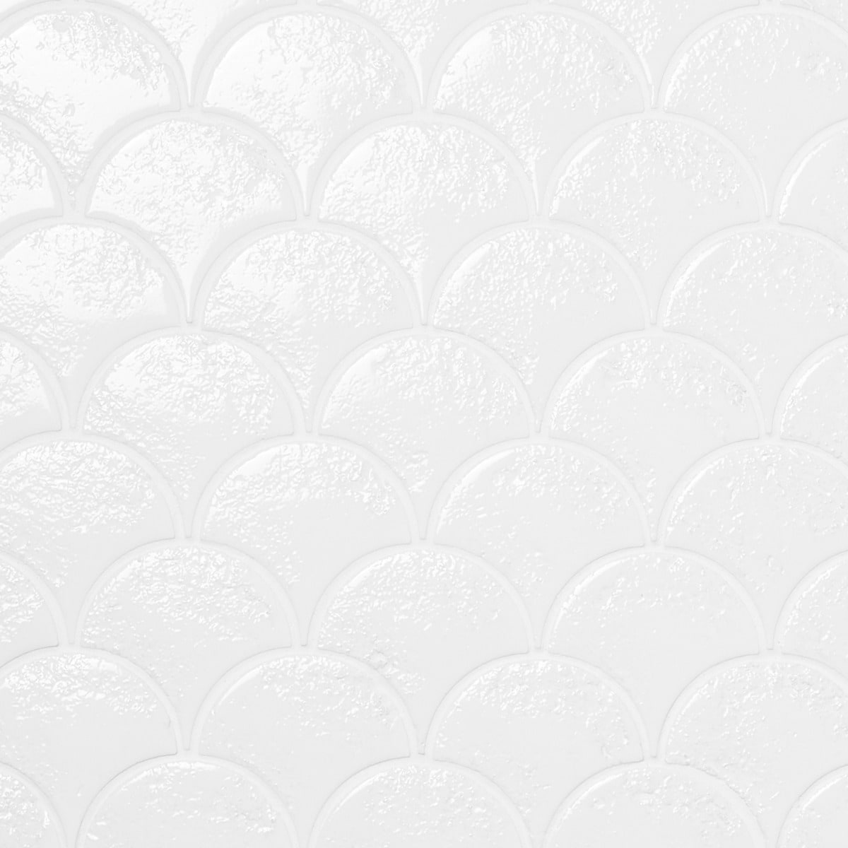 Meri Glacier White 5" Fish Scale Textured Glossy Ceramic Tile