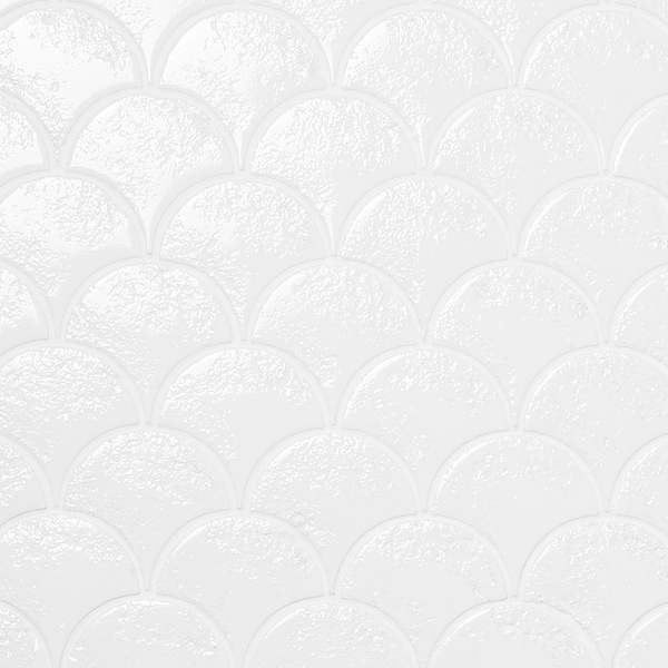 Meri Glacier White 5" Fish Scale Textured Glossy Ceramic Tile