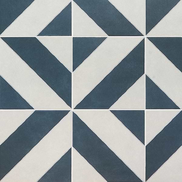 Auteur Diagonals Kaleidoscope Navy Blue 9x9 Matte Porcelain Tile