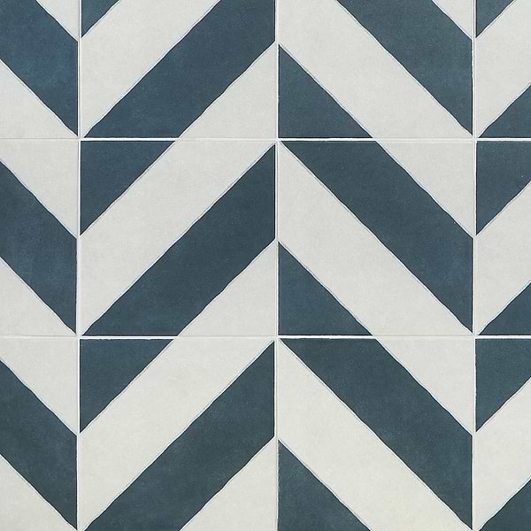 Auteur Diagonals Chevron-Offset Navy Blue 9x9 Matte Porcelain Tile