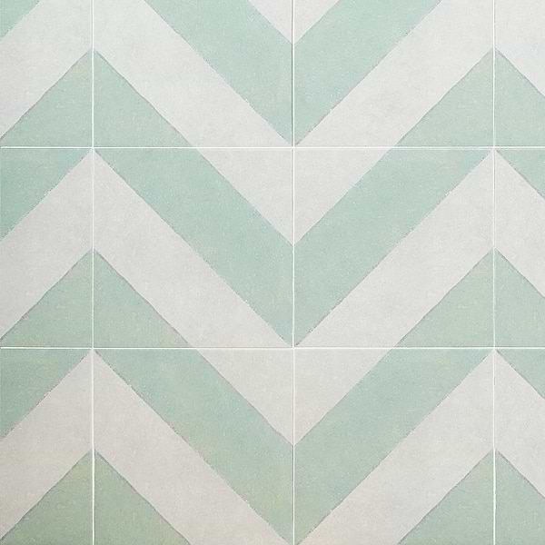 Auteur Diagonals Chevron Sage Green 9x9  Matte Porcelain Tile