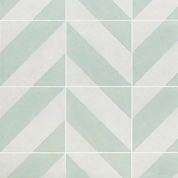 Auteur Diagonals Chevron-Offset Sage Green 9x9 Matte Porcelain Tile