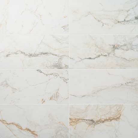 Calacatta Machia White Gold 12x24 Marble Look Matte Porcelain Tile
