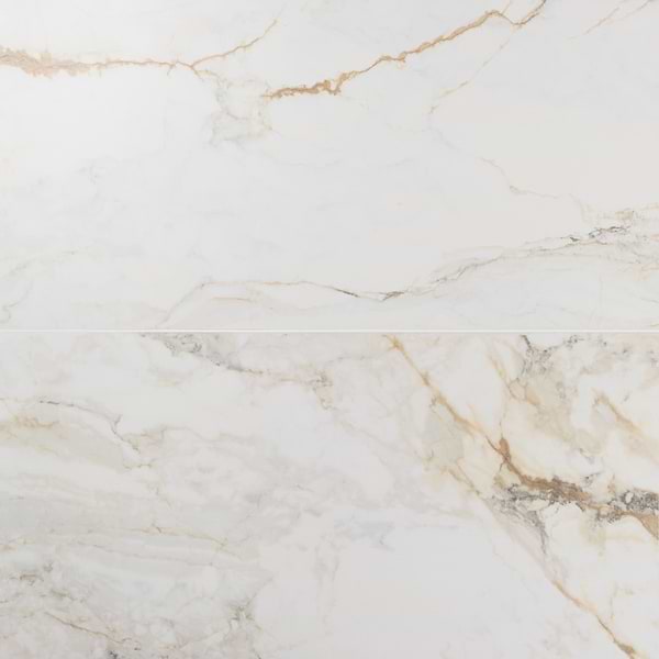 Calacatta Macchia White Gold 24x48 Marble Look Matte Porcelain Tile