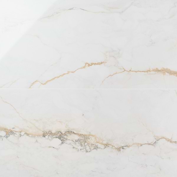 Calacatta Macchia White Gold 24x48 Marble Look Polished Porcelain Tile