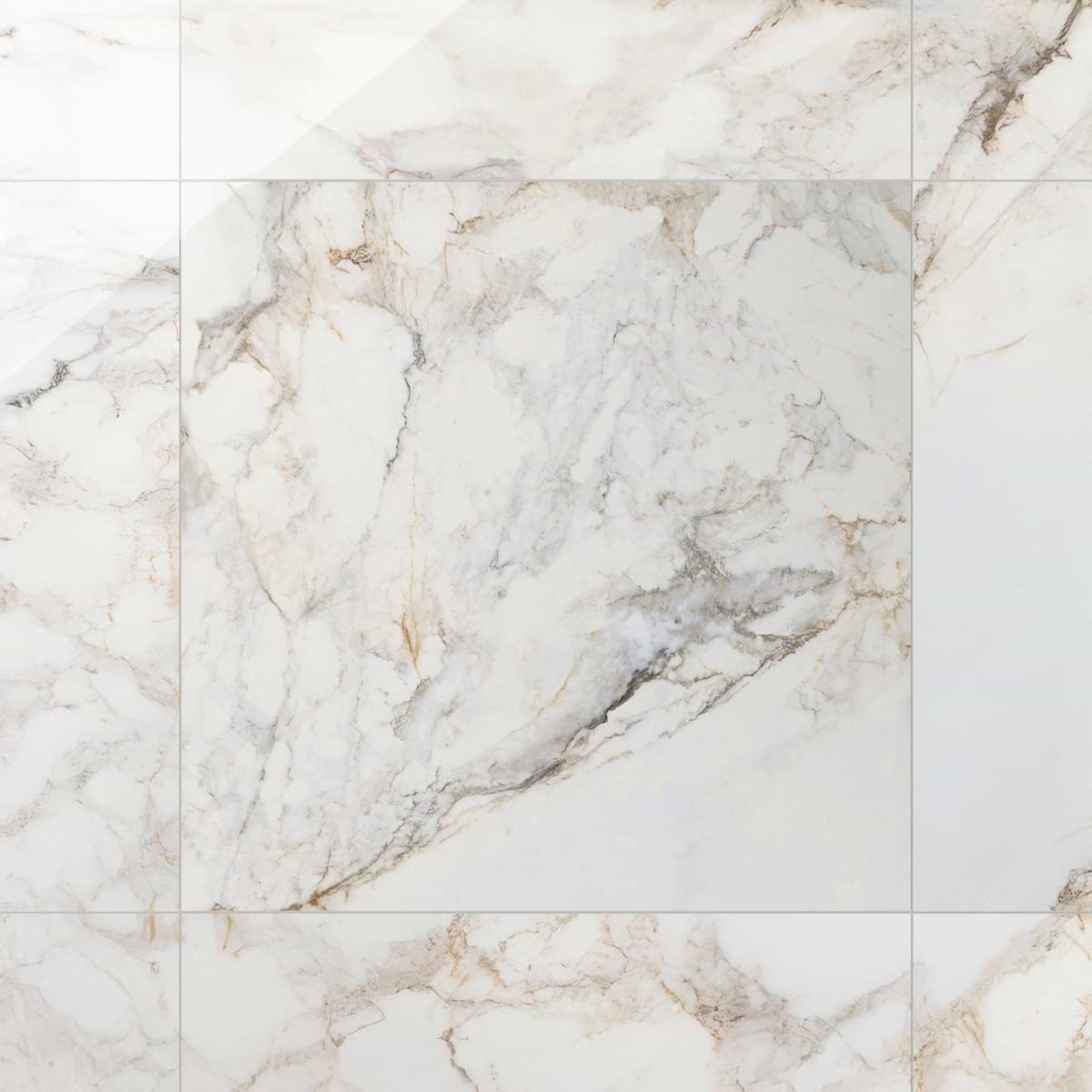 Calacatta Macchia White Gold 48x48 Marble Look Polished Porcelain Tile