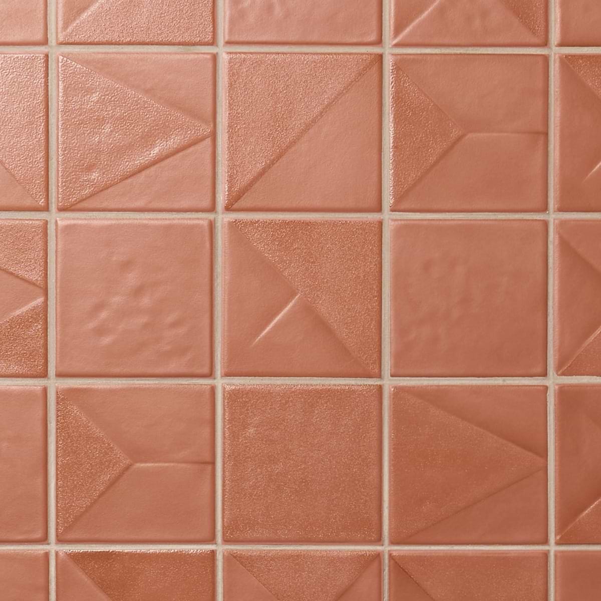 Stacy Garcia Valenova Deco Clay Terracotta 5x5 Textured Matte Ceramic Tile