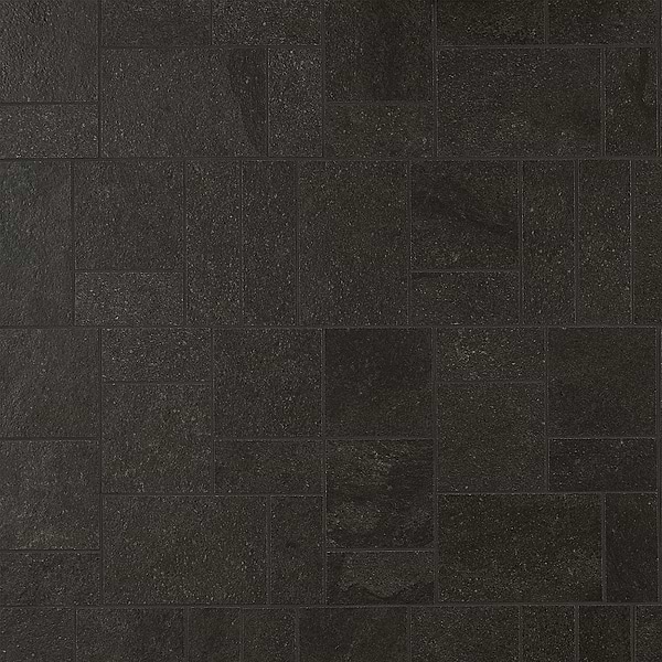 Acadia French Pattern Charcoal Black Limestone Look Matte Porcelain Mosaic Tile
