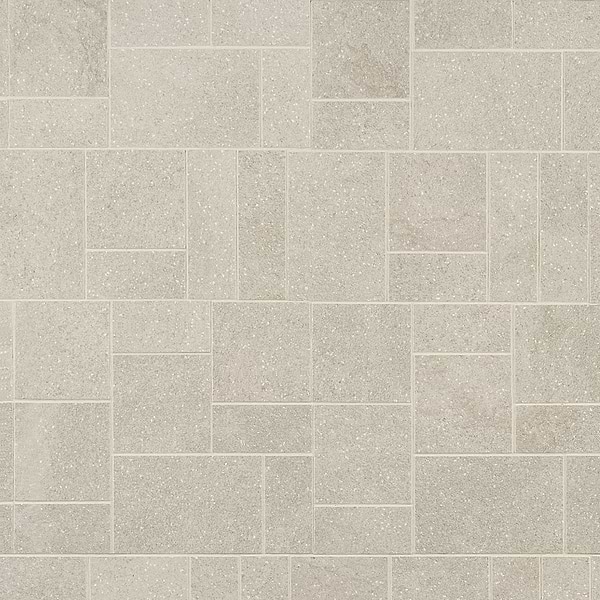 Acadia French Pattern Warm Linen White Limestone Look Matte Porcelain Mosaic Tile