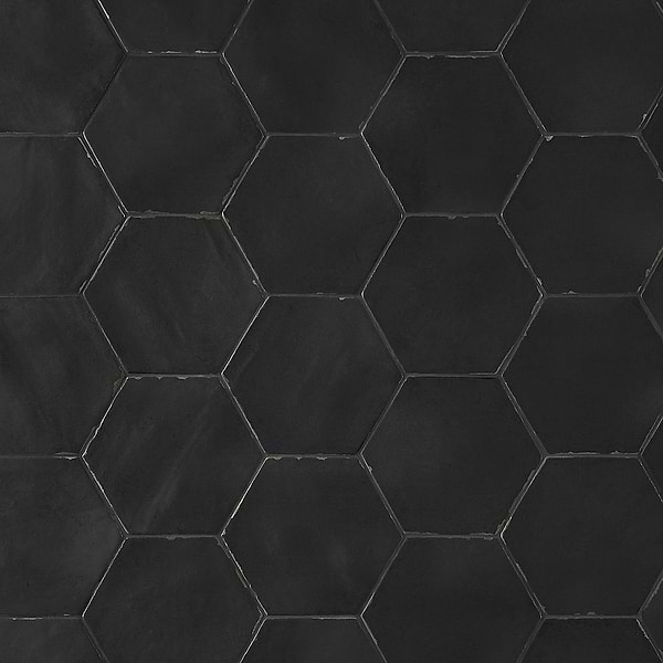 Sasha Hex Sorrentine Nero 6" Matte Porcelain Hexagon Tile