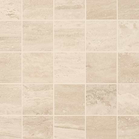 Ivory Travertine Premium 4x4 Filled Brushed Vein Cut Tile