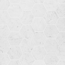 Bianco Carrara 4" Hexagon Honed Marble Mosaic Tile