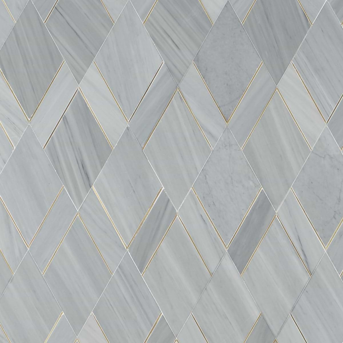 Enver Gray Polished Marble and Brass Mosaic Tile