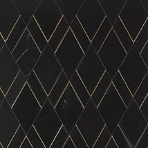 Enver Nero Polished Marble and Brass Mosaic Tile