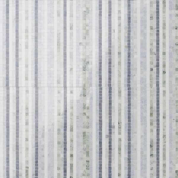 Microsaic Lines Sky Blue Polished Marble Mosaic Tile
