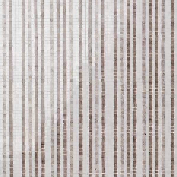 Microsaic Lines Storm Beige Polished Marble Mosaic Tile
