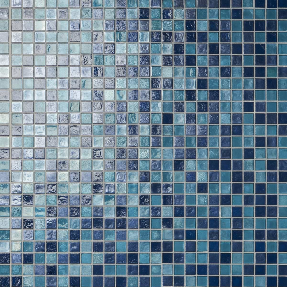 Ohana Small Squares Sapphire Blue 1x1 Glass Mosaic Tile