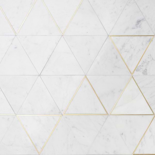 Verin Carrara Polished Marble and Brass 6x6 Mosaic Tile
