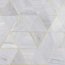 Verin Gray Polished Marble and Brass 6x6 Mosaic Tile