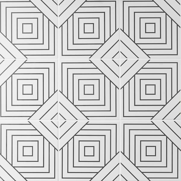 B2W Line Positive 8x8 Matte Porcelain Tile