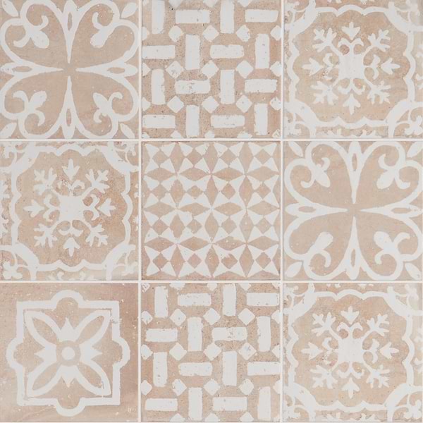 Angela Harris Mediterra Kasma Terra Cream Décor 8x8 Matte Porcelain Tile