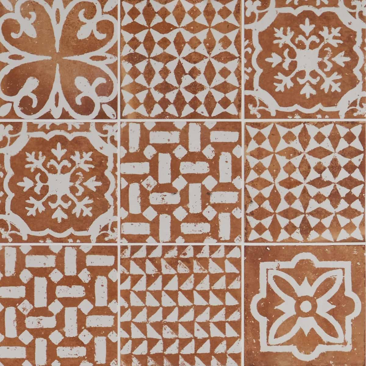 Angela Harris Mediterra Kasma Terracotta Décor 8x8 Matte Porcelain Tile