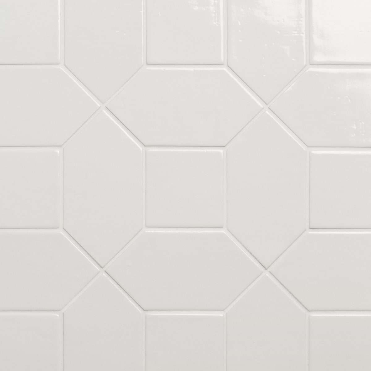 Morocco Blanco White 4x8 Glossy Picket and 4x4 Square Porcelain Tile