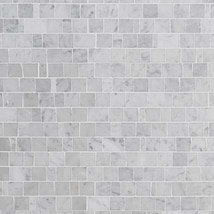 Avanti Bianco Carrara White Hand Clipped Joint Honed Marble Mosaic Tile