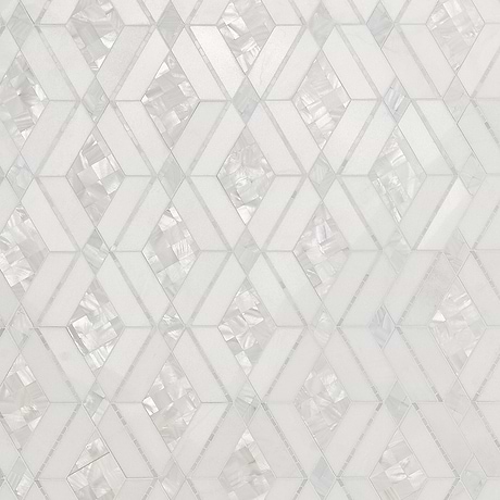 Diana White Polished Marble and Pearl Mosaic Tile
