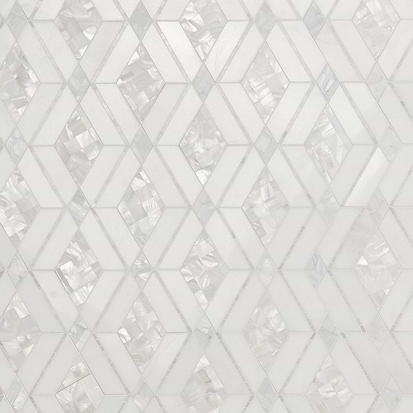 Diana White Polished Marble and Pearl Mosaic Tile