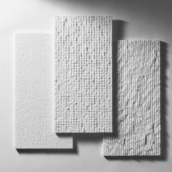 Rakestone Carved Cube Bianco Ice White 12x24 3D Honed Marble Tile