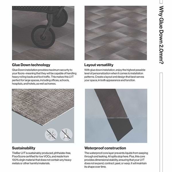 Ristretto LVT Charcoal Black 12x24 Fabric Look Glue Down Luxury Vinyl Tile 