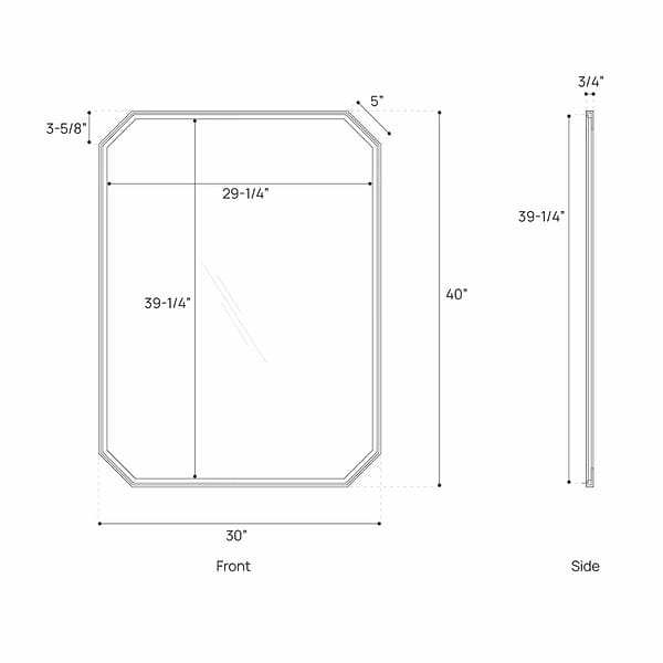 James Martin Vanities Rohe Matte Black 30x40" Octagonal Mirror