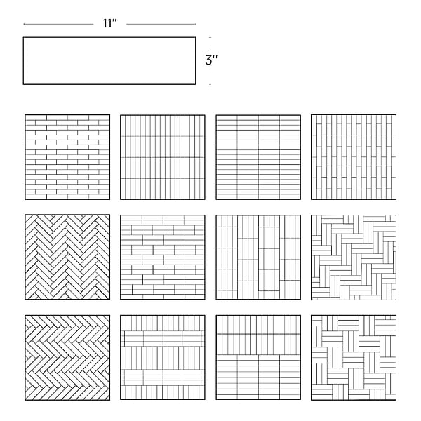 Roller Black 3x11 Matte Porcelain Subway Tile