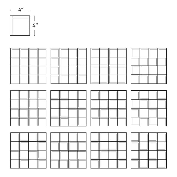 Roller Cross White 4x4 3D Handmade Matte Ceramic Tile