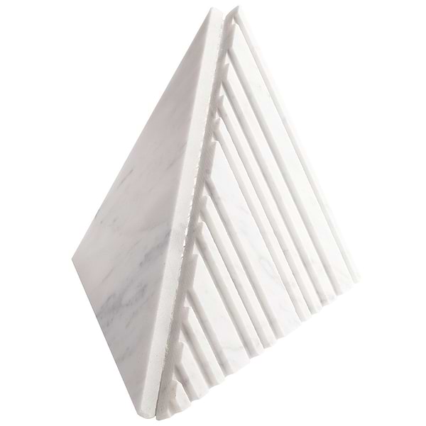 Disco-Barcode by Michael Habachy Medio Carrara White 8x8 Textured 3D Honed Marble Tile