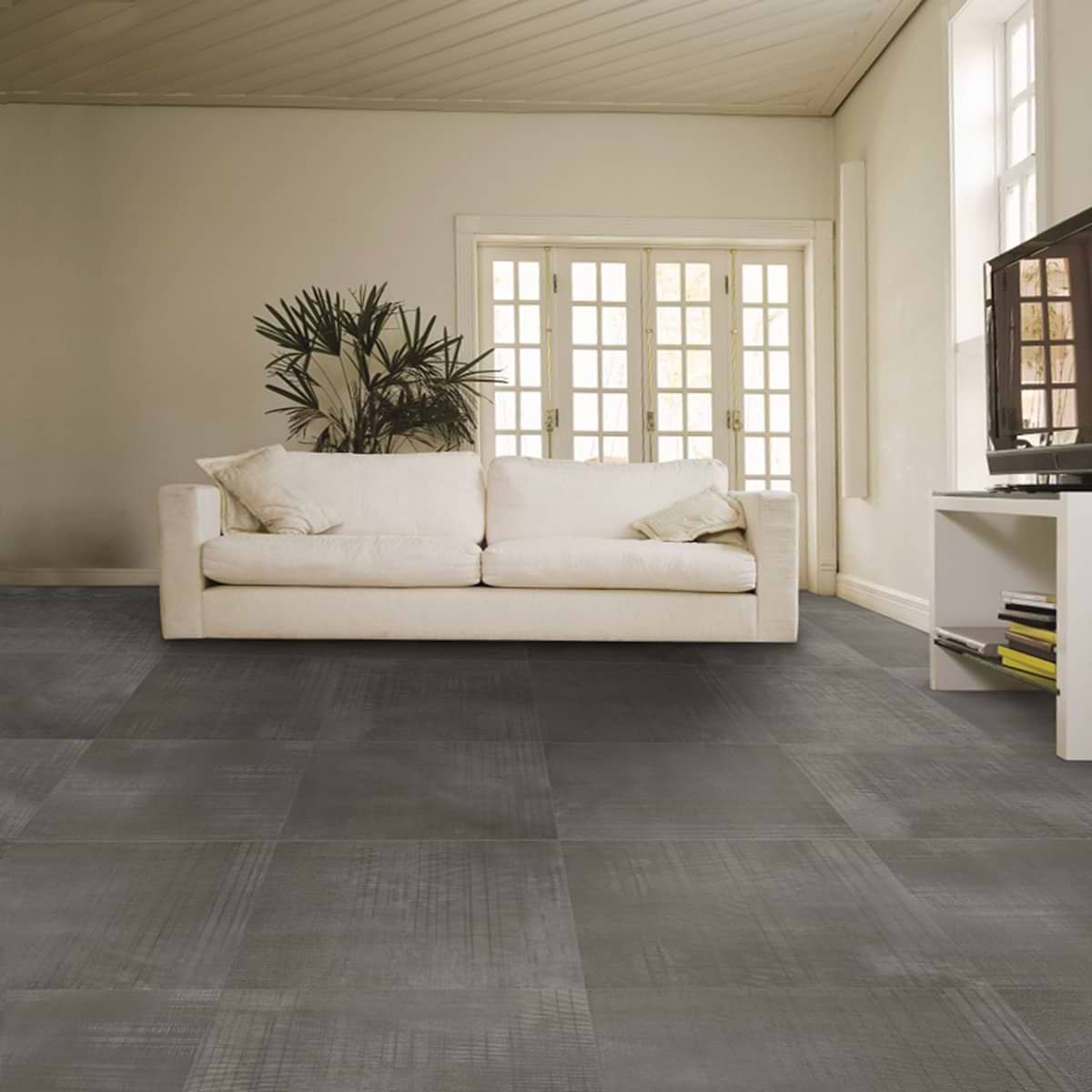 Ristretto Dark Gray 24X24 Matte Porcelain Tile; in Dark gray Porcelain; for Backsplash, Bathroom Floor, Bathroom Wall, Commercial Floor, Floor Tile, Kitchen Floor, Kitchen Wall, Outdoor Floor, Outdoor Wall, Shower Wall, Wall Tile; in Style Ideas Craftsman, Industrial, Transitional