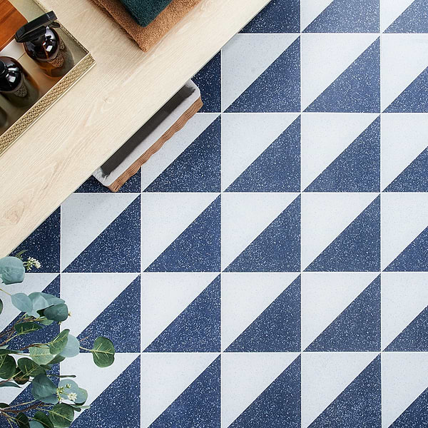 Art Geo Terrazzo Dos Blue by Elizabeth Sutton 8x8 Matte Porcelain Tile