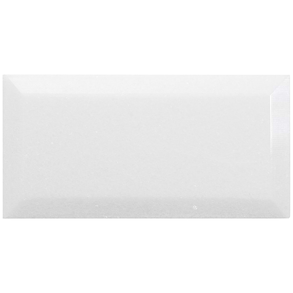 White Thassos 3x6 Beveled Polished Marble Subway Tile