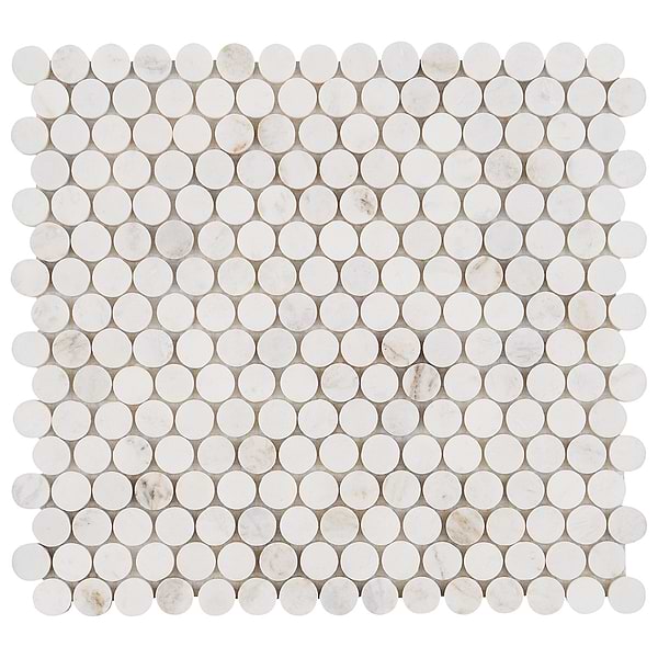 Alaska White 3/4" Penny Round Polished Mosaic Tile